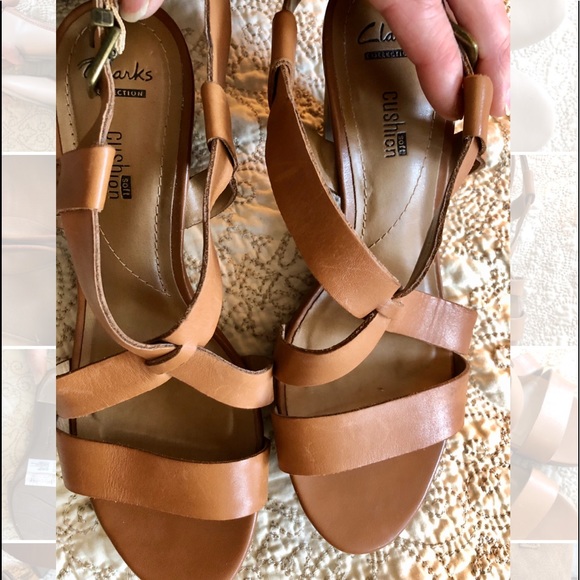 Clark’s Tan/Camel Dressy Leather Sandals - Wide - Picture 5 of 10